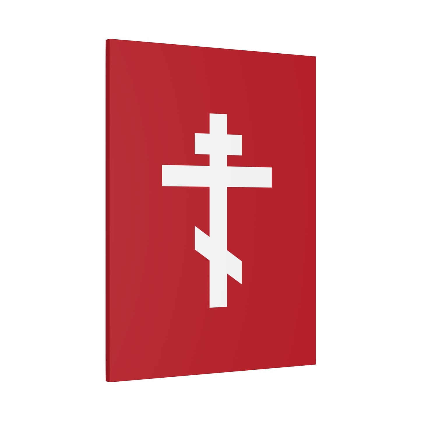 White Orthodox Cross Red Background | The cross is foolishness to those who are perishing, to us it is the power of God | Orthodox Canvas Art