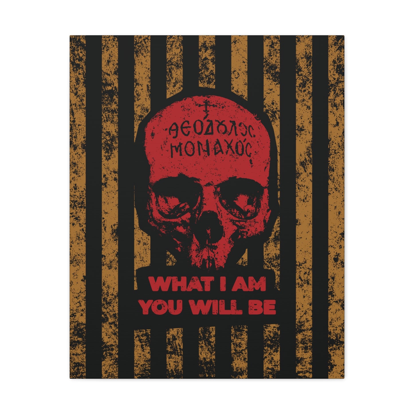 What I Am You Will Be | Memento Mori | Remembrance of Death | Mt Athos Monk Skull | Ascetic Ethos | Christian Canvas Art