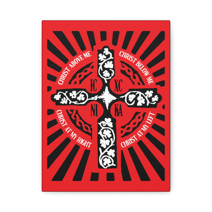 Red ICXC NIKA Enniskillen Celtic Cross | Lorica of St. Patrick | Shield Prayer | Orthodox Christian Canvas Art