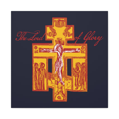 The Lord of Glory | Russian Golgotha Crucifix IconoGraphic (Blue BG) | 1 Corinthians 2:8 | Orthodox Christian Canvas Art