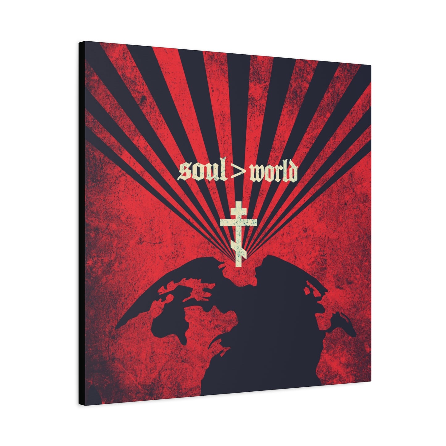 What Shall it Profit a Man | Matthew 16:26 | Soul Is Greater Than World | Red Earth White Cross | Orthodox Christian Canvas Art