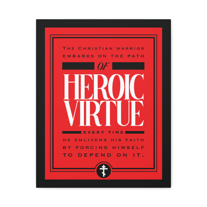 Christian Warrior | Path of Heroic Virtue wall art inspires every believer to pursue ascetic virtue and faith, featuring a devotional quote: "All Things Through Christ" (Phil 4:13).
