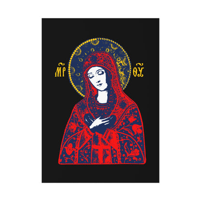 Joy of All Joys Tenderness Theotokos Iconographic Based on Traditional Orthodox Iconography | Bright Red Design | Orthodox Christian Art Poster