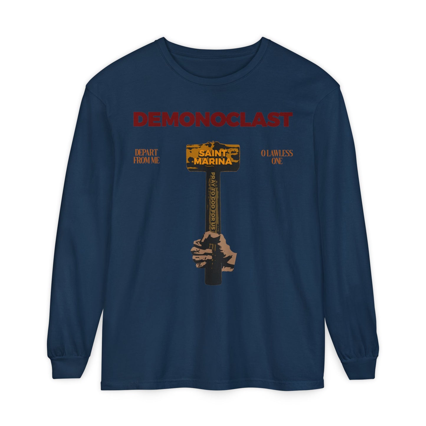 Demonoclast | St. Marina's Hammer | NIKA Fist | Christ Conquers | Demon Smasher | Unseen Warfare | Christian Martyrdom | Orthodox Long Sleeve