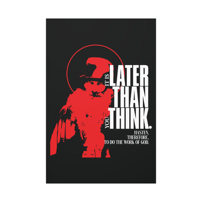 It's Later Than You Think | Seraphim Rose | Minimal Red Design with Halo | Apocalyptic Ethos | Christian Canvas Art