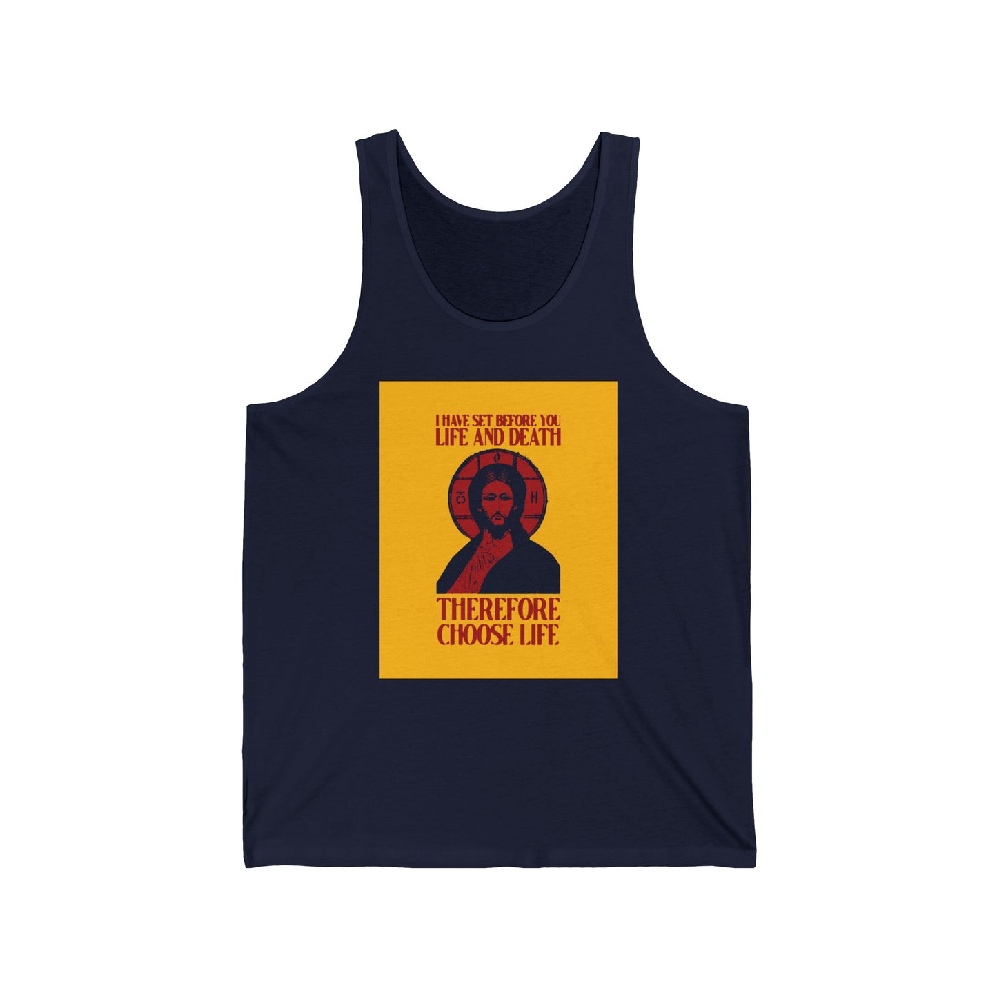 I Have Set Before You Life and Death (Deut. 30:11-20) Yellow Design No. 1 | Orthodox Christian Jersey Tank Top / Sleeveless Shirt