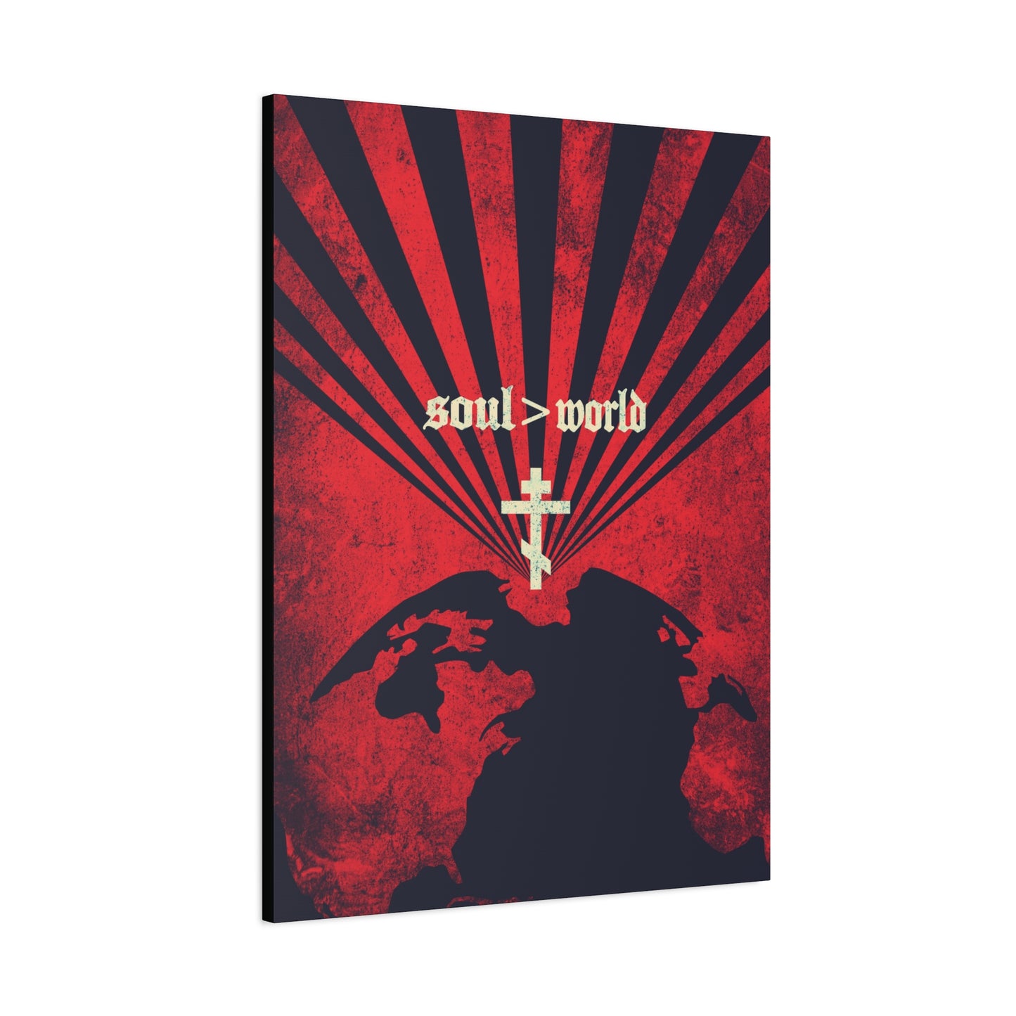 What Shall it Profit a Man | Matthew 16:26 | Soul Is Greater Than World | Red Earth White Cross | Orthodox Christian Canvas Art