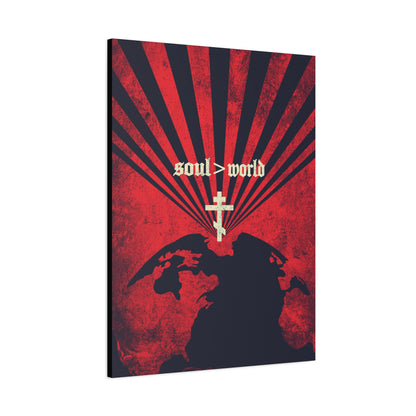 What Shall it Profit a Man | Matthew 16:26 | Soul Is Greater Than World | Red Earth White Cross | Orthodox Christian Canvas Art