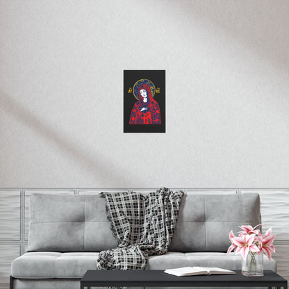 Joy of All Joys Tenderness Theotokos Iconographic Based on Traditional Orthodox Iconography | Bright Red Design | Orthodox Christian Art Poster