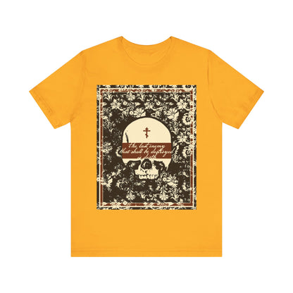 The Last Enemy That Shall Be Destroyed is Death (1 Cor 15:26) | Earthtone Skull and Floral Design | Resurrection | Orthodox Christian T-Shirt