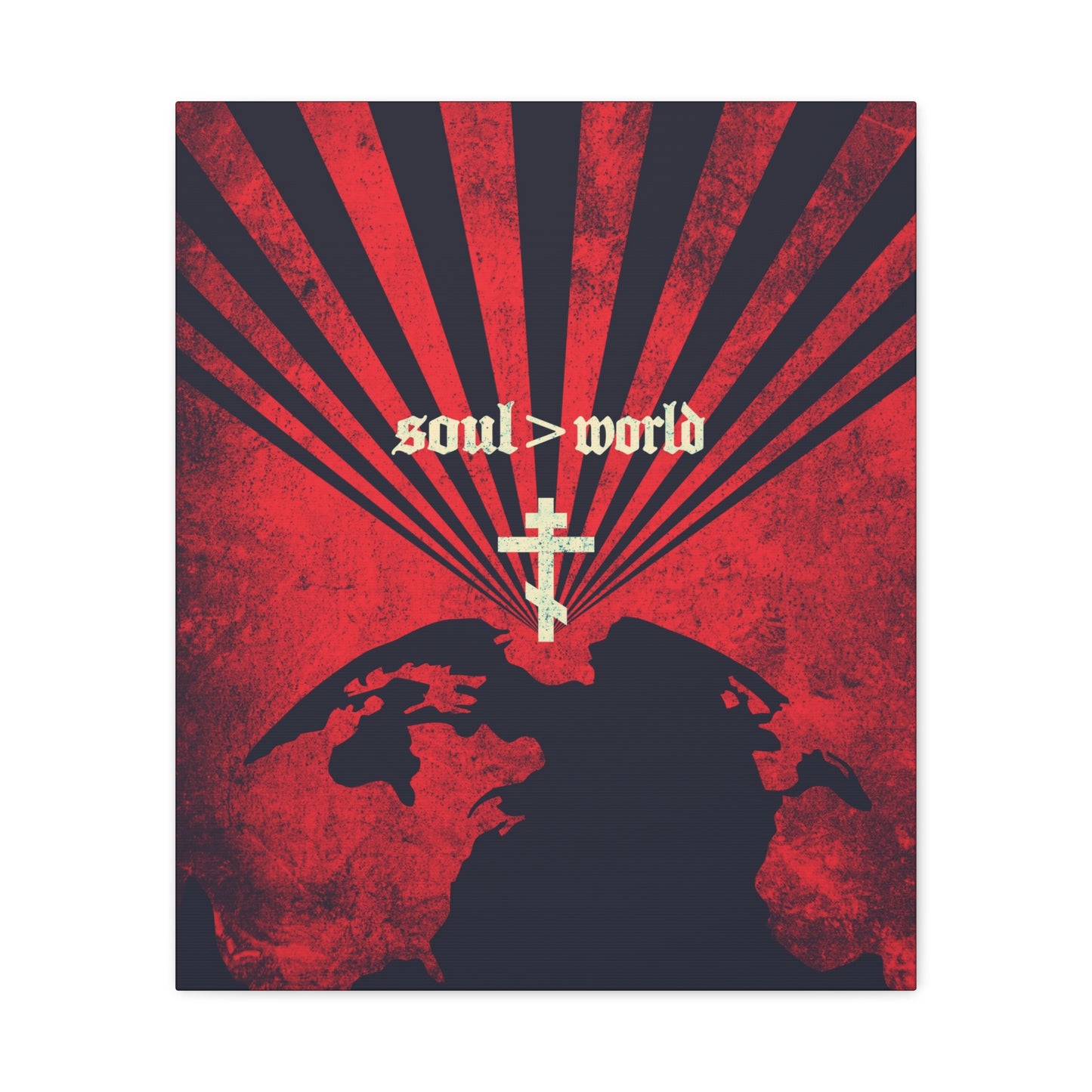 What Shall it Profit a Man | Matthew 16:26 | Soul Is Greater Than World | Red Earth White Cross | Orthodox Christian Canvas Art