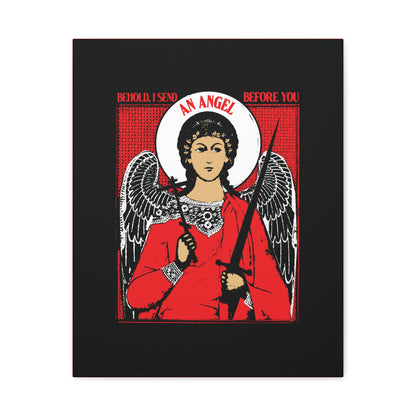 Behold I Send an Angel Before You (Ex 23:20) | Guardian Angel With Cross & Sword IconoGraphic | Orthodox Christian Canvas Art