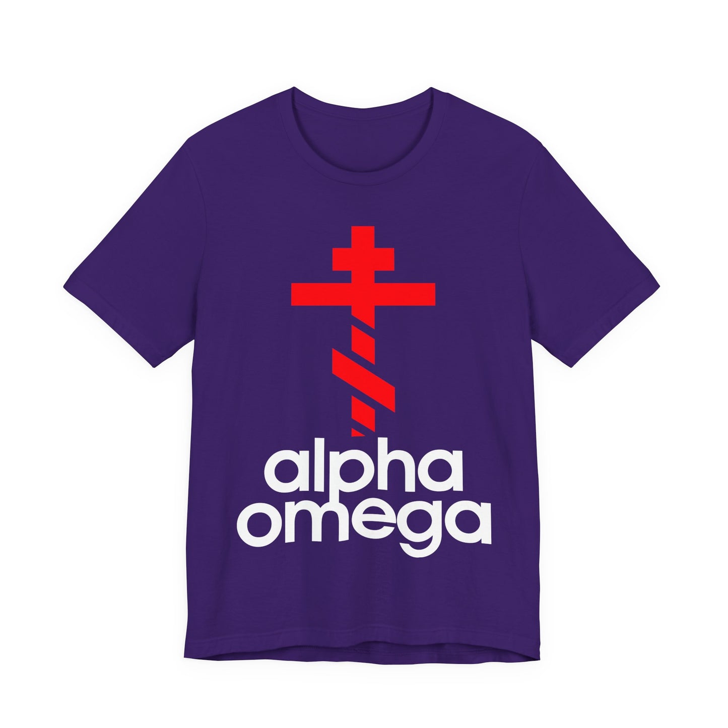 Alpha & Omega Red Cross | Red Adidas Logo Mashup | Modern Graphic Design | Orthodox Christian Unisex Cotton T-Shirt