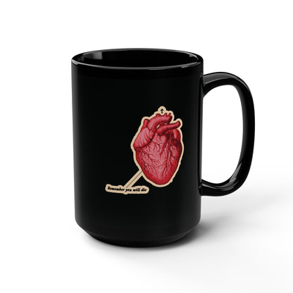 Remember You Will Die Retro Medical Textbook Heart Design | Orthodox Christian Black Mug