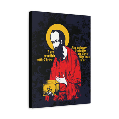 St Paul Holding Gospel Iconographic | I am crucified with Christ (Galatians 2:20) | Orthodox Christian Canvas Art