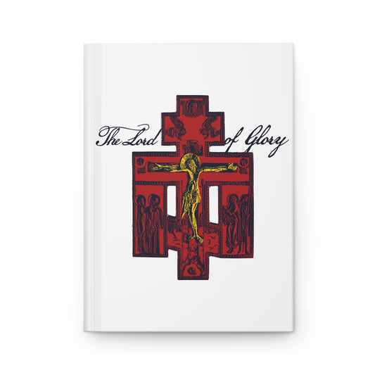 The Lord of Glory | Russian Golgotha Crucifix IconoGraphic (White BG) | 1 Corinthians 2:8 | Orthodox Christian Hardcover Blank Journal