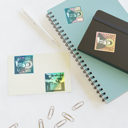 Spiral notebooks, a Fr Seraphim Rose Four Sticker Sheet No. 1, pen, notecard, and paper clips on a white surface.