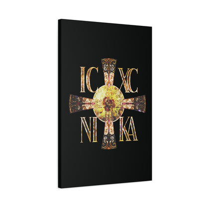 ICXC NIKA Celtic Style Equal Armed Cross | Bright Solar Texture | Orthodox Christian Canvas Art