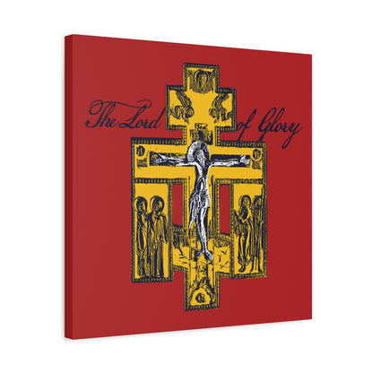 The Lord of Glory | Russian Golgotha Crucifix IconoGraphic (Red BG) | 1 Corinthians 2:8 | Orthodox Christian Canvas Art