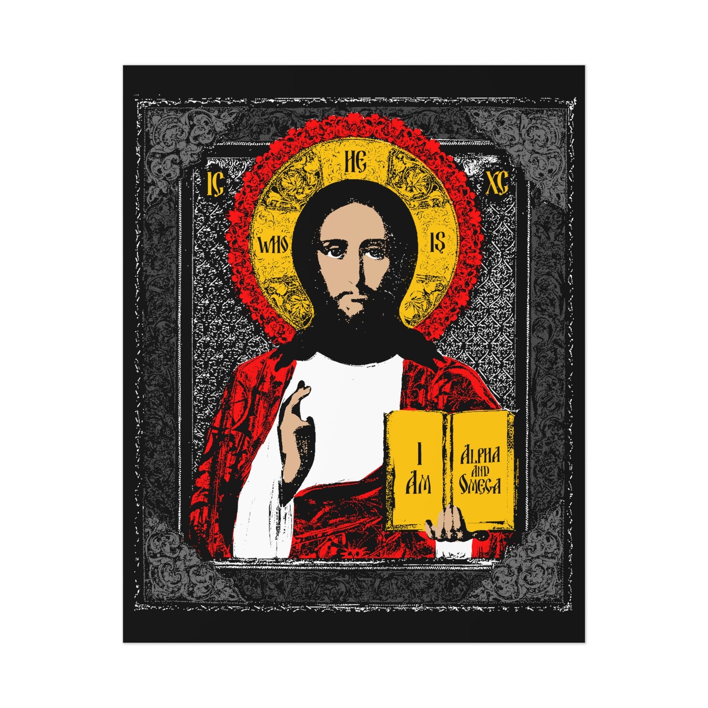 Christ Pantocrator IconoGraphic No. 1 (Alpha and Omega) | Orthodox Christian Art Poster