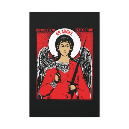 Behold I Send an Angel Before You (Ex 23:20) | Guardian Angel With Cross & Sword IconoGraphic | Orthodox Christian Canvas Art
