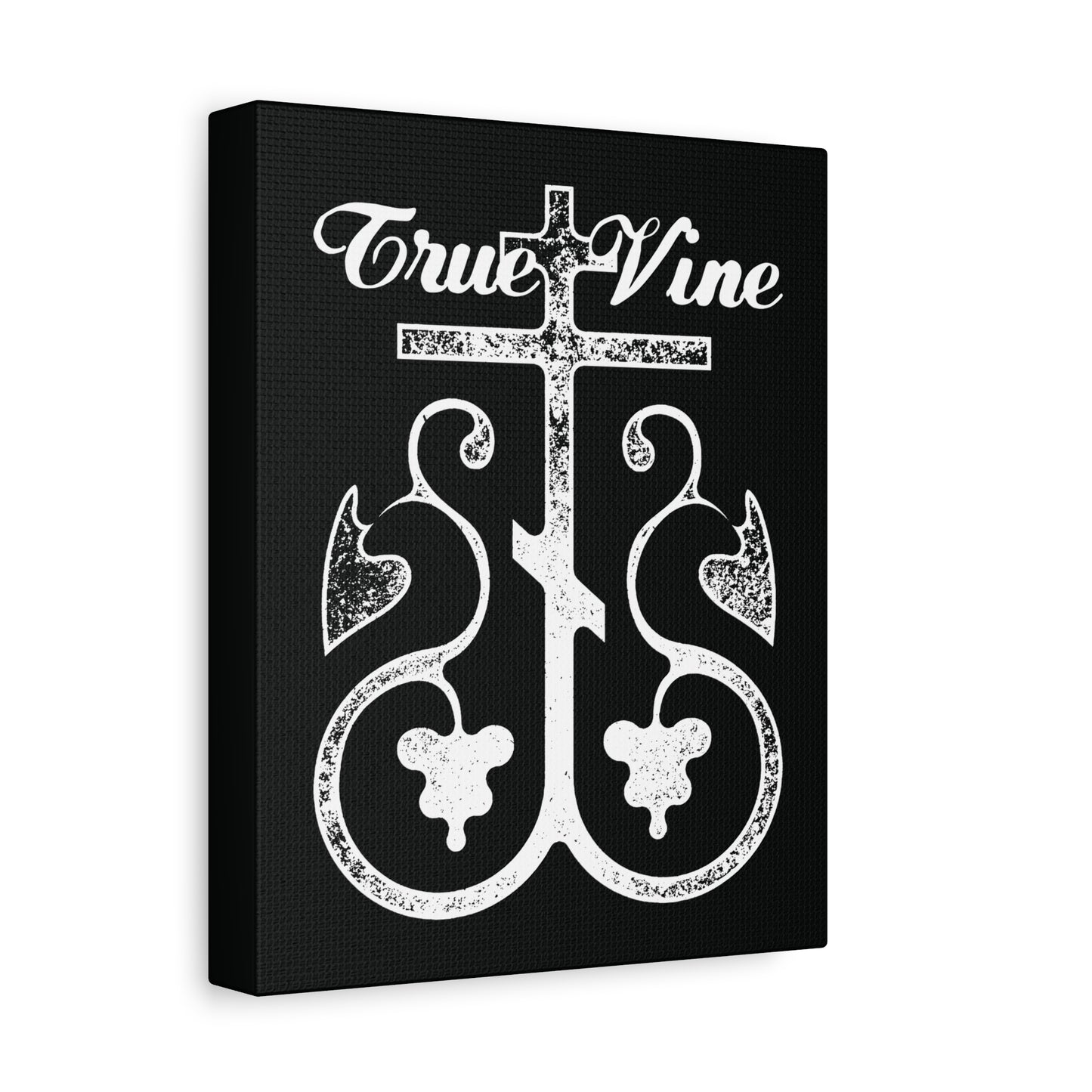 I Am the True Vine (John 15, Ezekiel 15) | Orthodox Cross with Grape Vine | Photocopy Effect | Orthodox Christian Canvas Wall Art