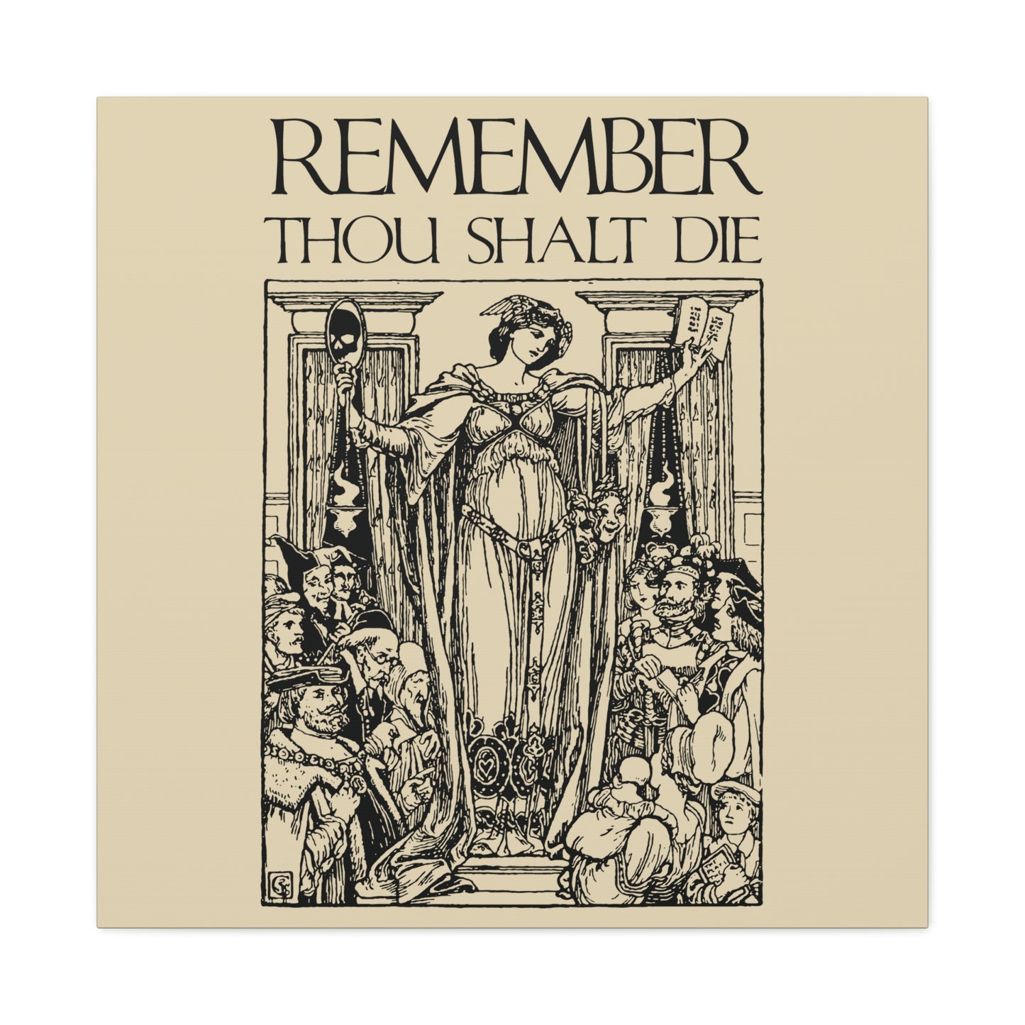Remember You Will Die Shakespearean Design | Memento Mori | Classic Woodcut Illustration Aesthetic | Christian Wall Art