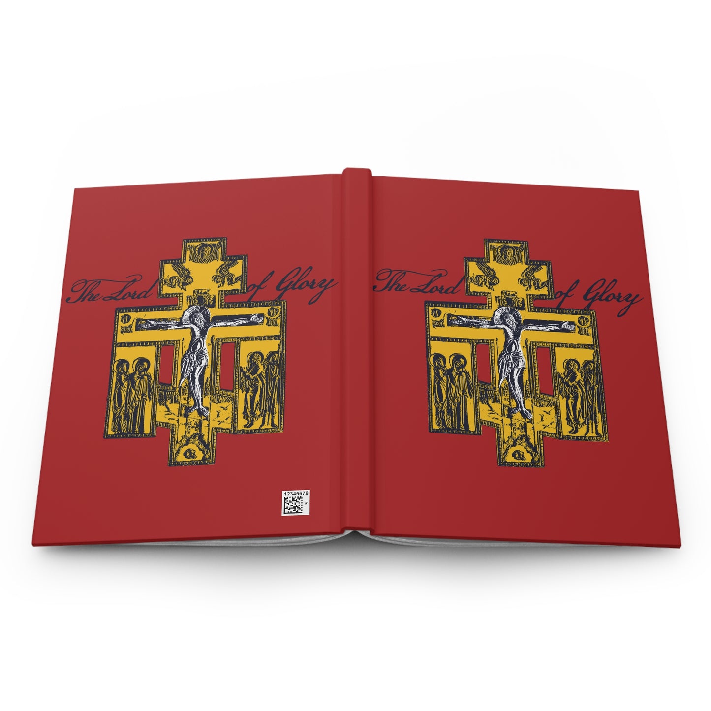 The Lord of Glory | Russian Golgotha Crucifix IconoGraphic (Red BG) | 1 Corinthians 2:8 | Orthodox Christian Hardcover Blank Journal