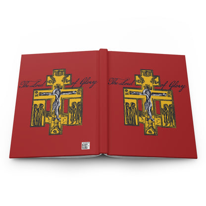 The Lord of Glory | Russian Golgotha Crucifix IconoGraphic (Red BG) | 1 Corinthians 2:8 | Orthodox Christian Hardcover Blank Journal