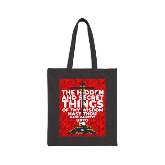 The Hidden and Secret Things of Thy Wisdom (Psalm 50/51) | Golgotha Cross | Skull of Adam | Orthodox Christian Canvas Tote Bag
