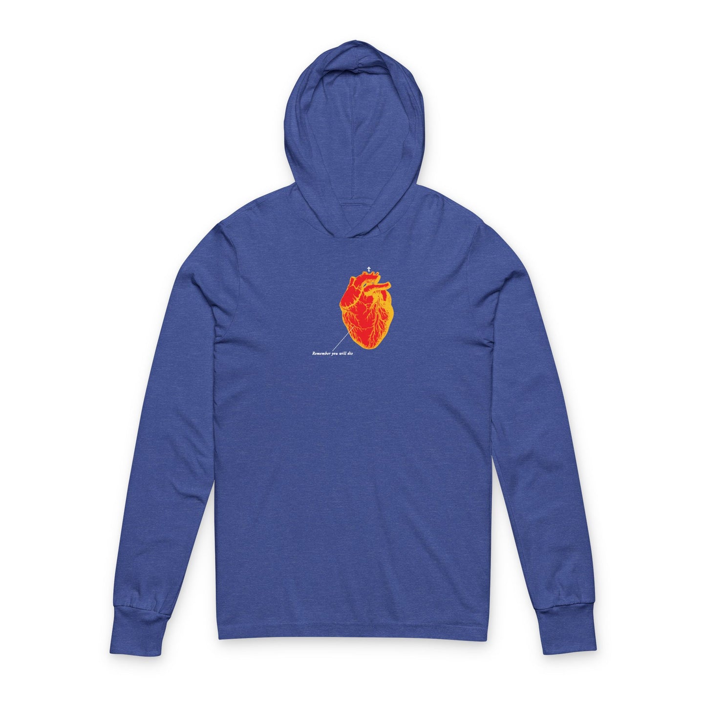 Remember You Will Die Antique Medical Textbook Heart Design | Inverted Red & Orange | Memento Mori | Orthodox Christian Hooded Shirt