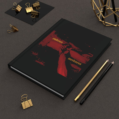 Embrace Meekness | Haunting Crucified Hand of Christ | Kenosis | Meek Shall Inherit Earth | Haltone Art | Gothic Font | Christian Journal