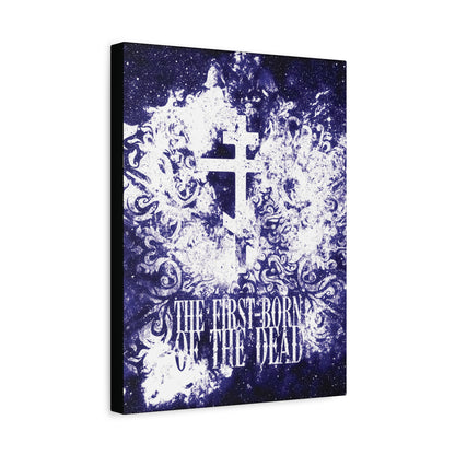 The First-Born of the Dead | Glowing White & Blue Textured Cosmic Orthodox Cross | Resurrection & Apocalypse | Christian Canvas Art