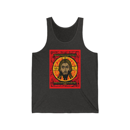 Icon Made-Without-hands (Mandylion/Image of Edessa) IconoGraphic No. 1 | Orthodox Christian Jersey Tank Top / Sleeveless Shirt