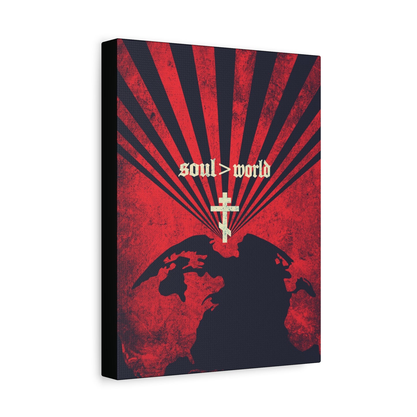 What Shall it Profit a Man | Matthew 16:26 | Soul Is Greater Than World | Red Earth White Cross | Orthodox Christian Canvas Art