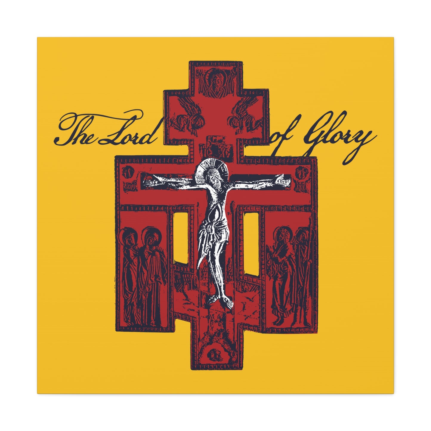 The Lord of Glory | Russian Golgotha Crucifix IconoGraphic (Gold BG) | 1 Corinthians 2:8 | Orthodox Christian Canvas Art