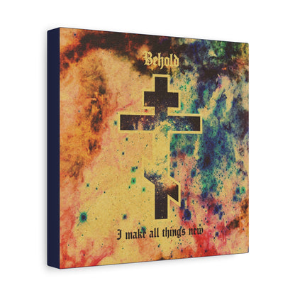 Behold, I Make All Things New (Revelation 21:5) | Cosmic Orthodox Cross On Inverted Starfield | Second Coming | Orthodox Christian Canvas Art