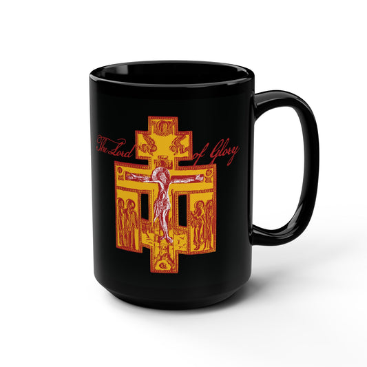 The Lord of Glory | Russian Golgotha Crucifix IconoGraphic | 1 Corinthians 2:8 | Orthodox Christian Large Black Mug