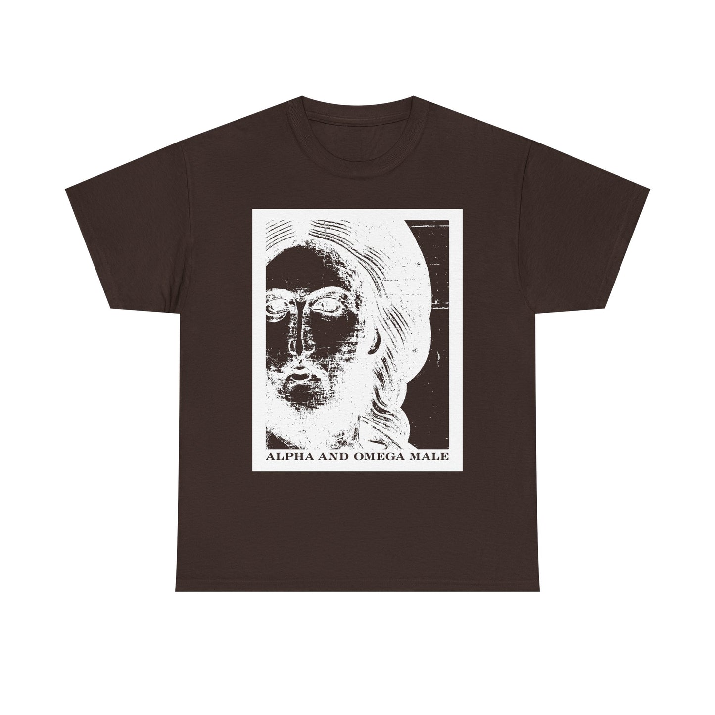 Alpha & Omega Male | Jesus Christ Icono-Graphic Photonegative | I am the Beginning & the End (Rev 22) | Midweight Cotton Unisex T-Shirt