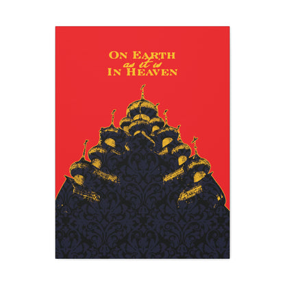 The Church: On Earth As It Is In Heaven | Lord's Prayer | Ancient Russian Wooden Church Design | Orthodox Christian Canvas Art