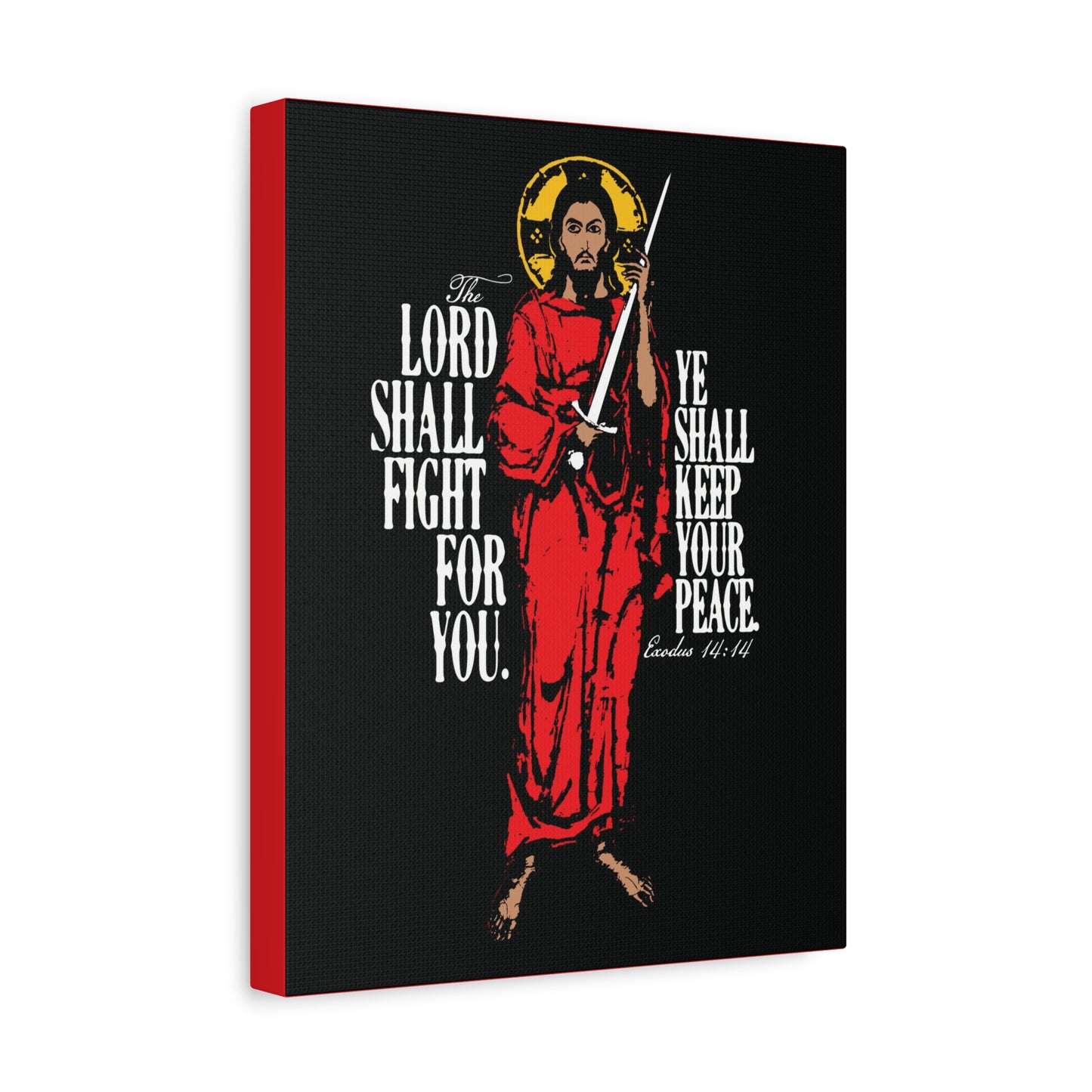 The Lord Shall Fight For You (Exodus 14:14) | Jesus Christ with Sword IconoGraphic | Orthodox Christian Canvas Art
