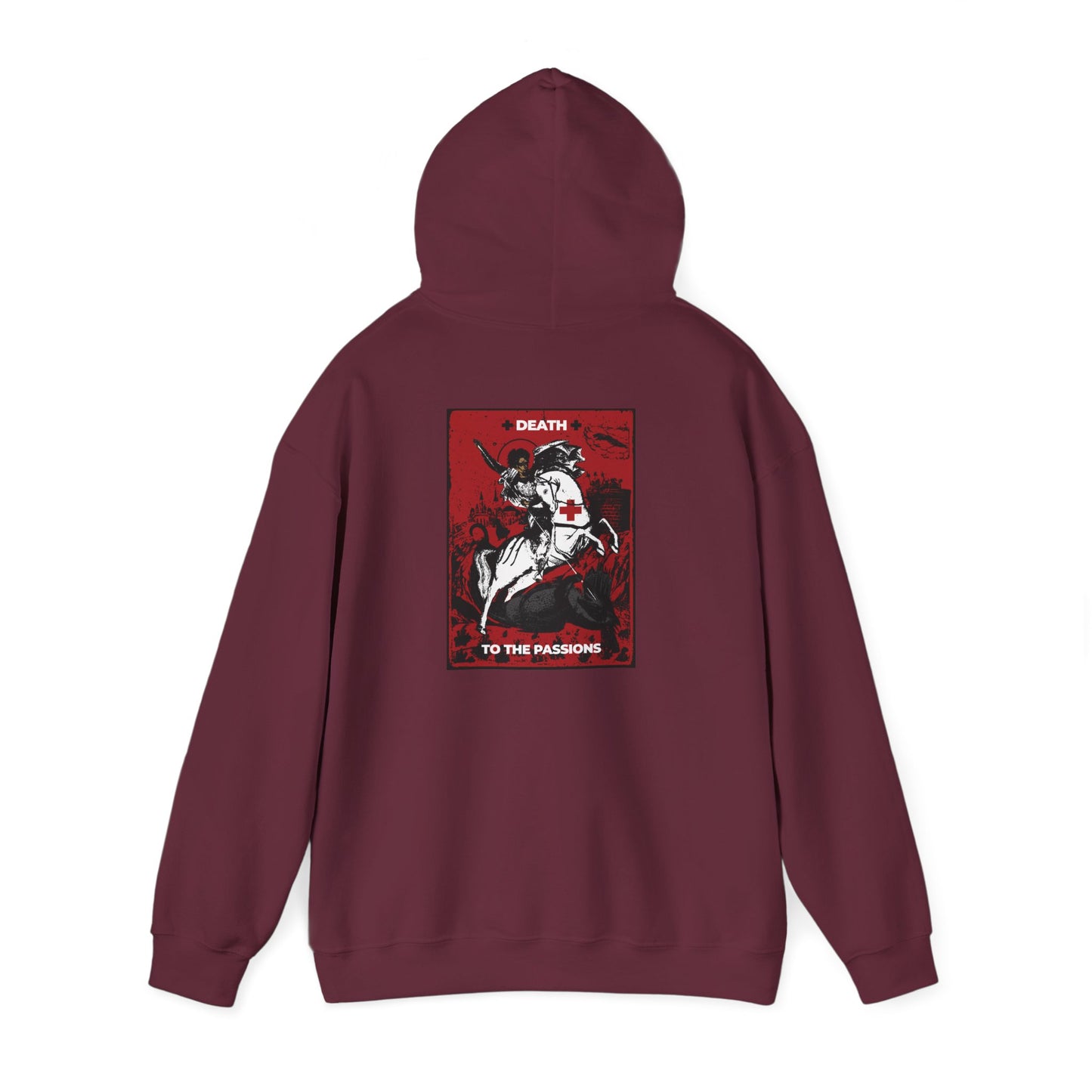 St George Slaying the Dragon | Cross on Front Left Breast | Death to the Passions | Ascetic Orthodox Christianity | Double-Sided Unisex Hoodie