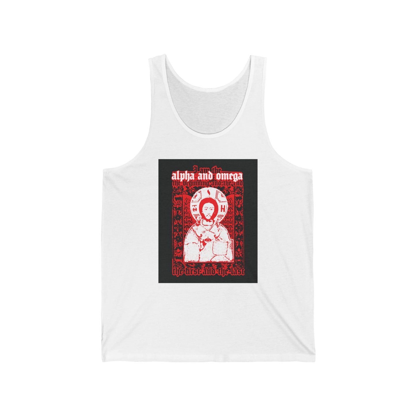 Christ Pantocrator IconoGraphik No. 2 (Alpha and Omega) | Orthodox Christian Jersey Tank Top / Sleeveless Shirt