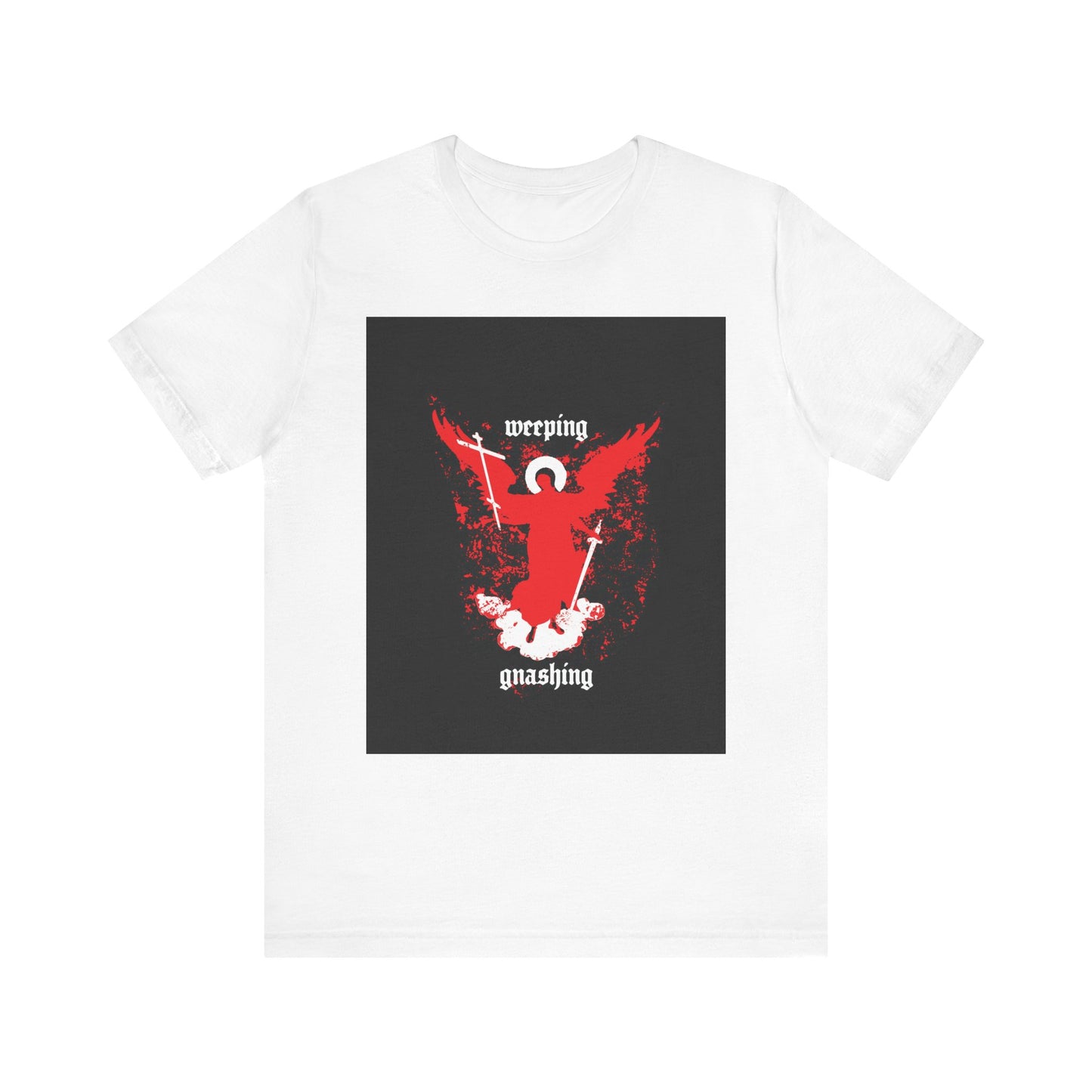 Weeping and Gnashing (Matthew 13:41) | Red Avenging Angel IconoGraphic | Orthodox Christian Lightweight Cotton Unisex Tee