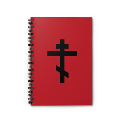 Black Orthodox Cross Red Background | In this sign ye shall conquer | Orthodox Christian Spiral Notebook