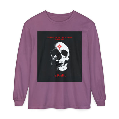 The Final Enemy That Shall Be Destroyed (1 Cor 15:26) | Skull in Crosshairs | Gothic Style Orthodox Christian Long Sleeve Shirt