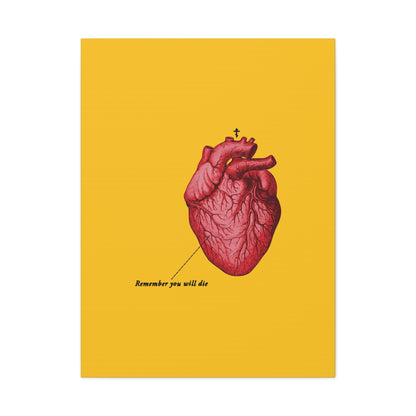 Remember You Will Die Retro Medical Textbook Heart Design | Orthodox Christian Canvas Art
