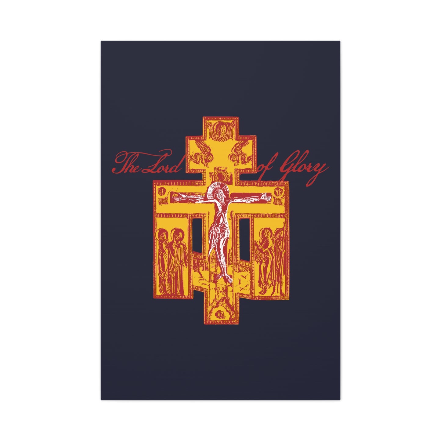 The Lord of Glory | Russian Golgotha Crucifix IconoGraphic (Blue BG) | 1 Corinthians 2:8 | Orthodox Christian Canvas Art