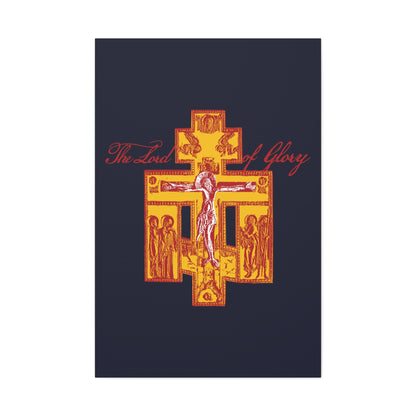 The Lord of Glory | Russian Golgotha Crucifix IconoGraphic (Blue BG) | 1 Corinthians 2:8 | Orthodox Christian Canvas Art