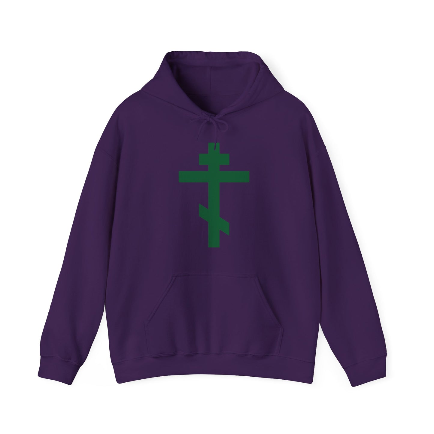 Forest Green Orthodox Tribar Cross | Preserve Thy People By Thy Cross, O Lord | Christ is King | Christian Streetwear Hoodie
